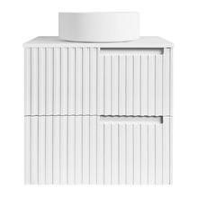Noosa 600mm Satin White Wall Hung Single Vanity with Solid Surface Countertop